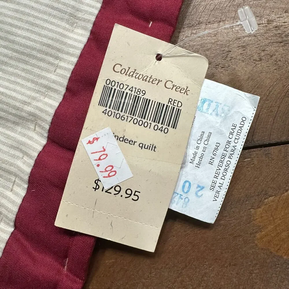 Vintage Coldwater Creek Reindeer Patchwork Coverlet 50x60 Quilt Holiday